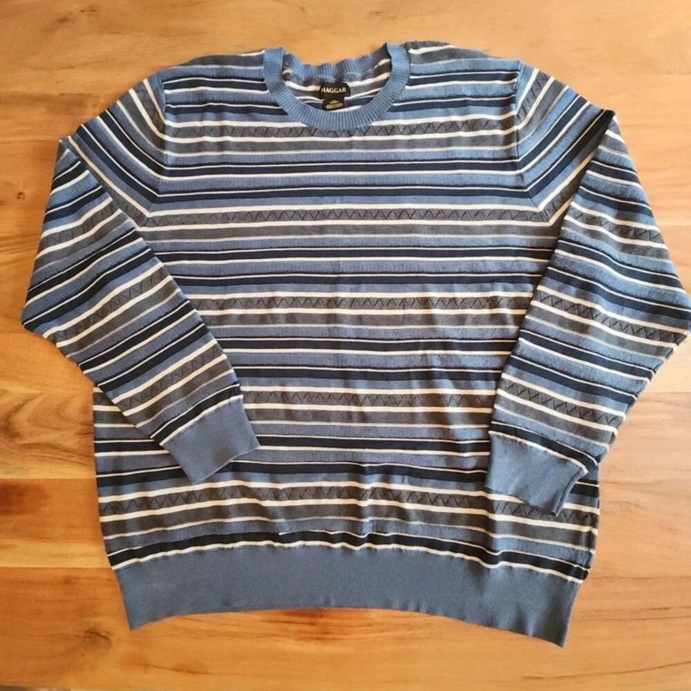 Hagger XXL Blue Striped Crewneck Sweater